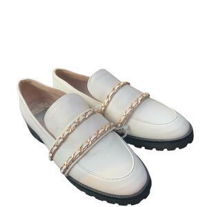 Karl Lagerfeld White Flats with Gold Chain size 7.5